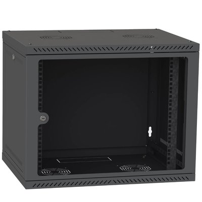 Шкаф телекоммуникационный двери стекло (черный) IPCOM 9U 600x600 301357 фото