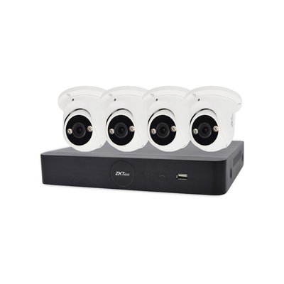IP комплект відеоспостереження с 4 камерами ZKTeco KIT-8504NER-4P/4- ES-852T11C-C 1159621 фото